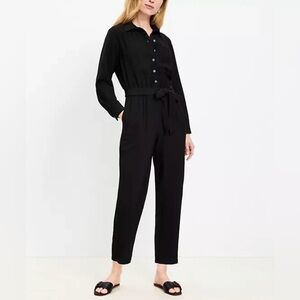 Loft Belted Black PocketJumpsuit